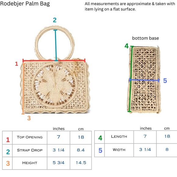 Rodebjer Palm Bag Handwoven Raffia Floral Structured Handbag Natural Canvas NWT - Picture 15 of 16